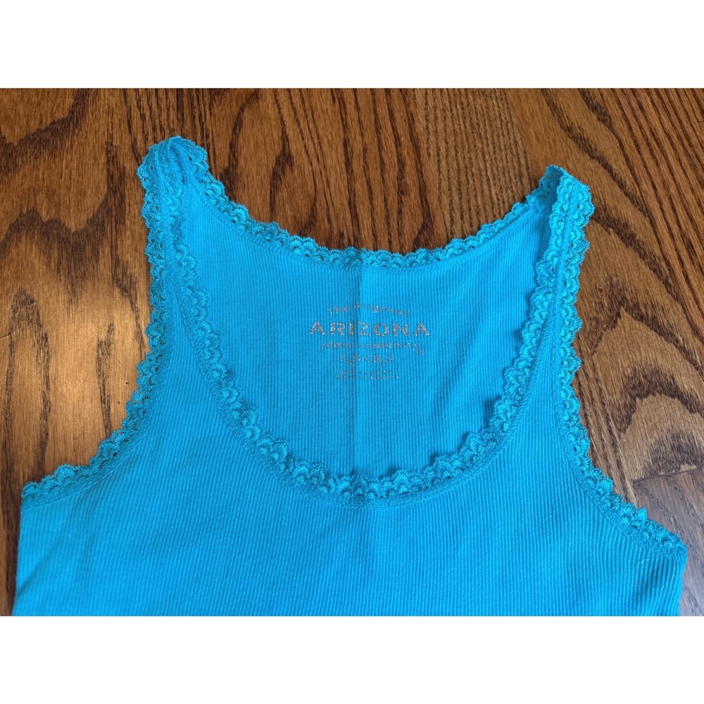 Y2K Lace Trim Ribbed Tank Top Small - Picture 2 of 4